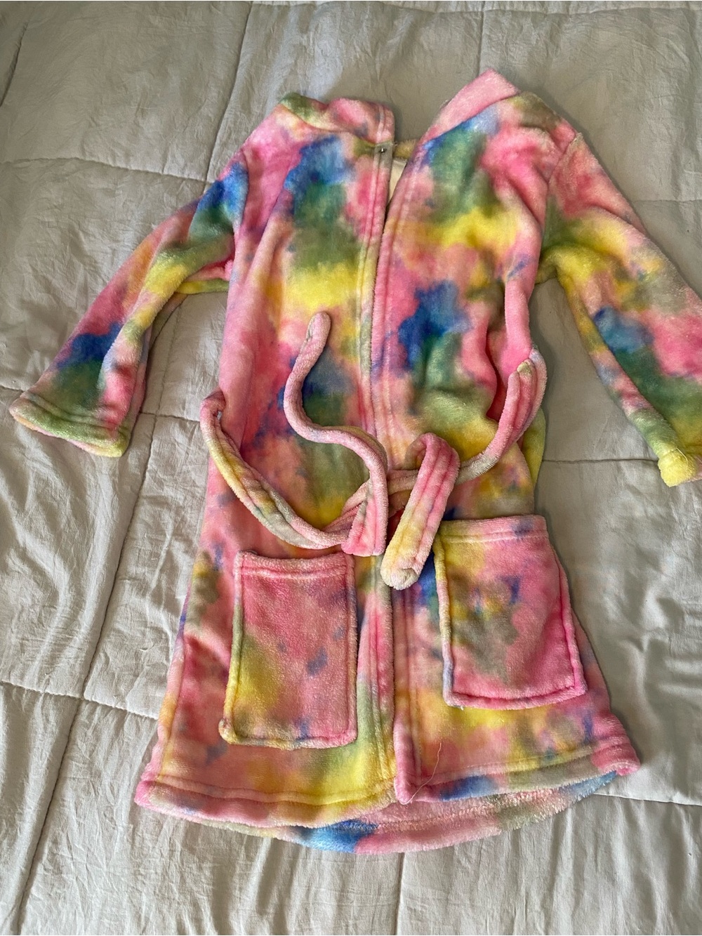 Cozy Kids Tie-Dye Hooded Bathrobe - Pink Multicolor